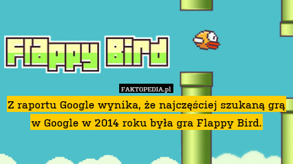 Z raportu Google wynika, że najczęściej szukaną grą w Google w 2014 roku była gra Flappy Bird. 