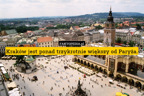 Kraków jest ponad trzykrotnie większy od Paryża. 