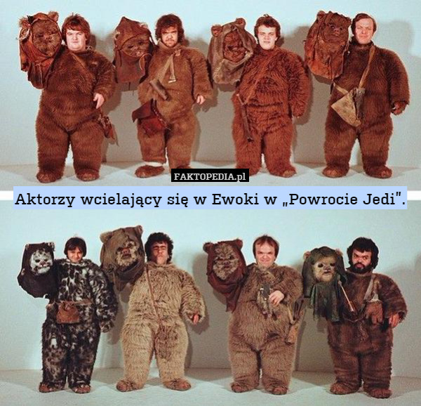 Aktorzy wcielający się w Ewoki w „Powrocie Jedi”. 