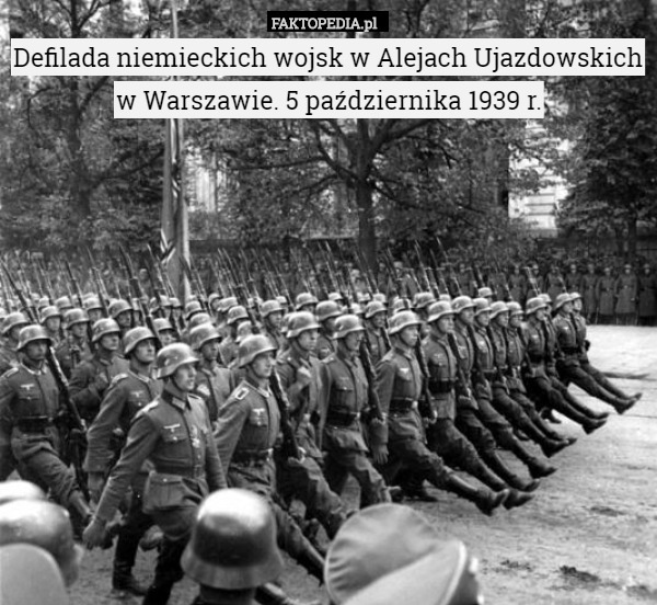 Defilada niemieckich wojsk w Alejach Ujazdowskich w Warszawie. 5 października 1939 r. 