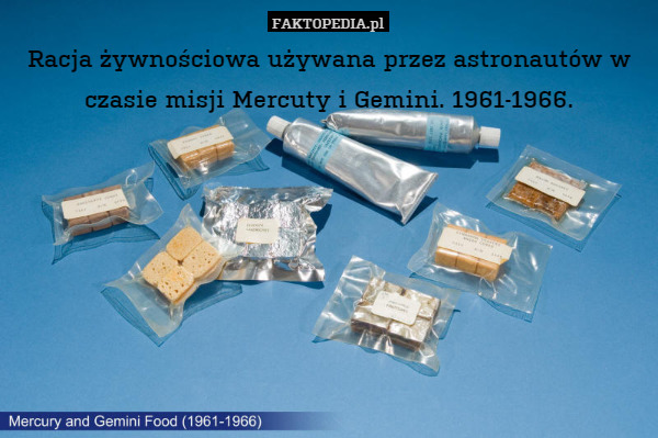 Racja żywnościowa używana przez astronautów w czasie misji Mercuty i Gemini. 1961-1966. 