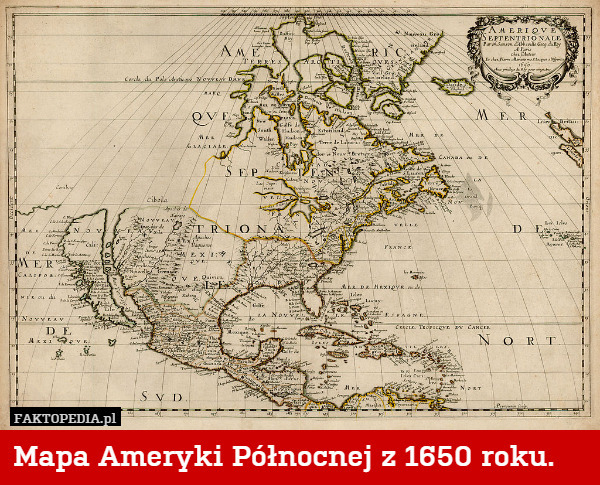 Mapa Ameryki Północnej z 1650 roku. 