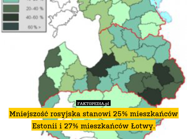 Mniejszość rosyjska stanowi 25% mieszkańców Estonii i 27% mieszkańców Łotwy. 