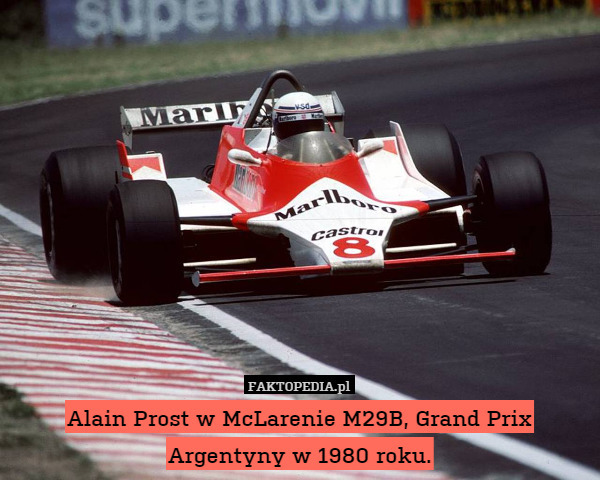 Alain Prost w McLarenie M29B, Grand Prix Argentyny w 1980 roku. 