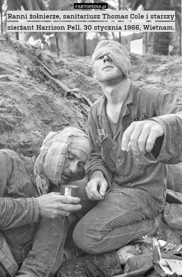 Ranni żołnierze, sanitariusz Thomas Cole i starszy sierżant Harrison Pell. 30 stycznia 1966, Wietnam. 