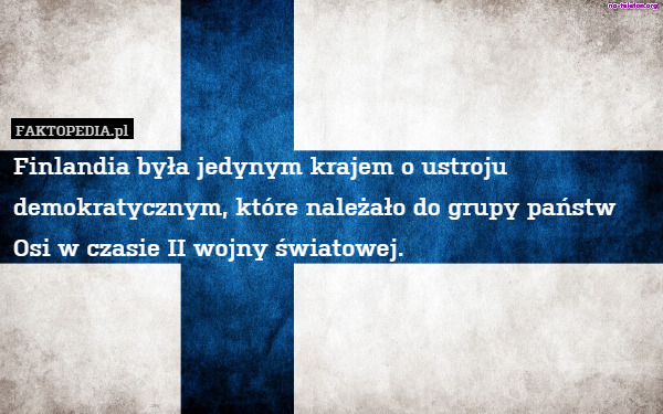 Finlandia była jedynym krajem o ustroju demokratycznym, które należało do grupy państw Osi w czasie II wojny światowej. 
