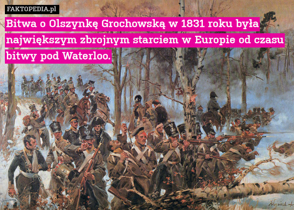 Bitwa o Olszynkę Grochowską w 1831 roku była największym zbrojnym starciem w Europie od czasu bitwy pod Waterloo. 