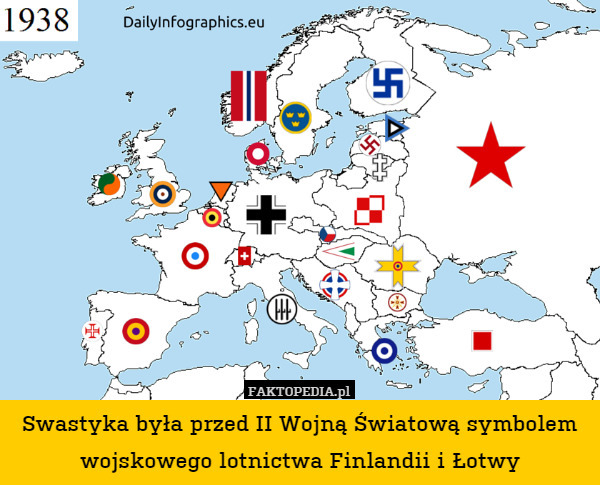Swastyka była przed II Wojną Światową symbolem wojskowego lotnictwa Finlandii i Łotwy 