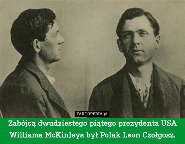 Zabójcą dwudziestego piątego prezydenta USA Williama McKinleya był Polak Leon Czołgosz. 