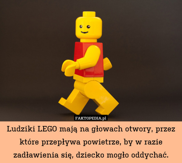 Ludziki LEGO mają na głowach otwory, przez które przepływa powietrze, by w razie zadławienia się, dziecko mogło oddychać. 