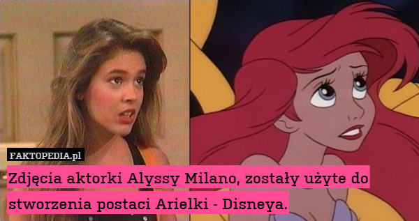 Zdjęcia aktorki Alyssy Milano, zostały użyte do stworzenia postaci Arielki - Disneya. 