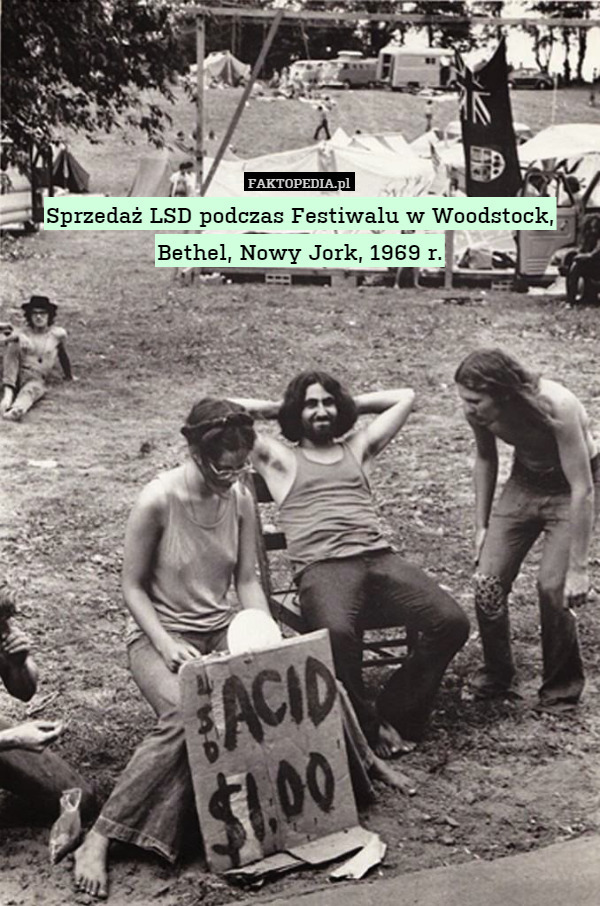 Sprzedaż LSD podczas Festiwalu w Woodstock, Bethel, Nowy Jork, 1969 r. 