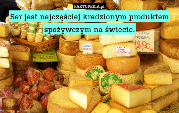Ser jest najczęściej kradzionym produktem spożywczym na świecie. 