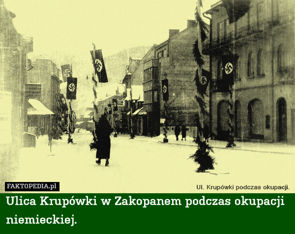 Ulica Krupówki w Zakopanem podczas okupacji niemieckiej. 