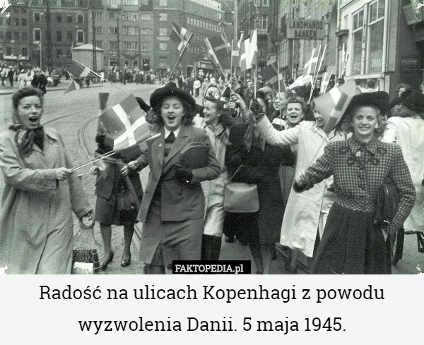 Radość na ulicach Kopenhagi z powodu wyzwolenia Danii. 5 maja 1945. 