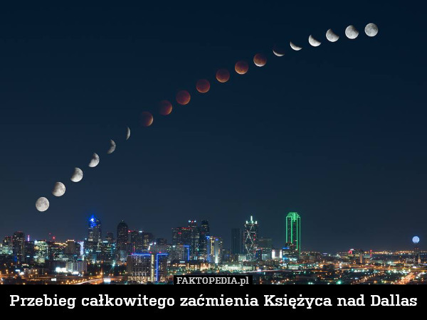 Przebieg całkowitego zaćmienia Księżyca nad Dallas 