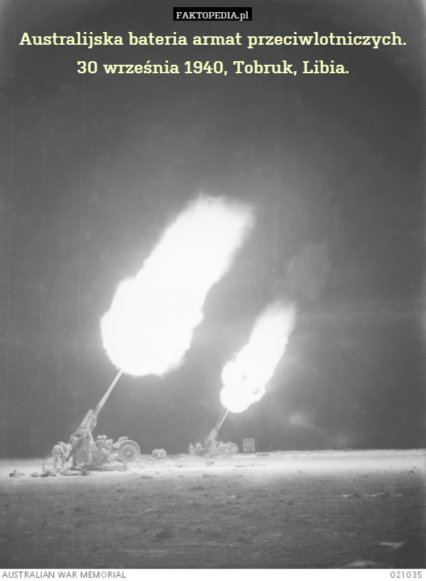 Australijska bateria armat przeciwlotniczych.
30 września 1940, Tobruk, Libia. 