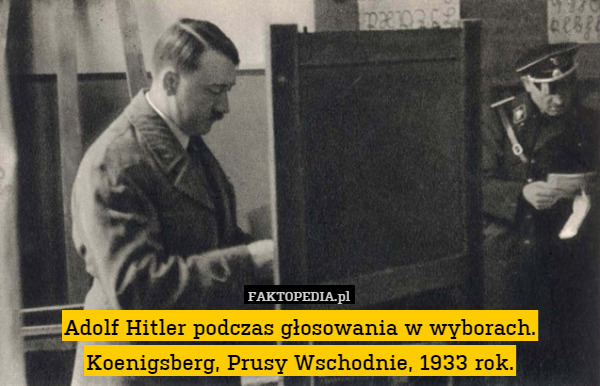 Adolf Hitler podczas głosowania w wyborach. Koenigsberg, Prusy Wschodnie, 1933 rok. 
