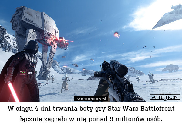 W ciągu 4 dni trwania bety gry Star Wars Battlefront łącznie zagrało w nią ponad 9 milionów osób. 
