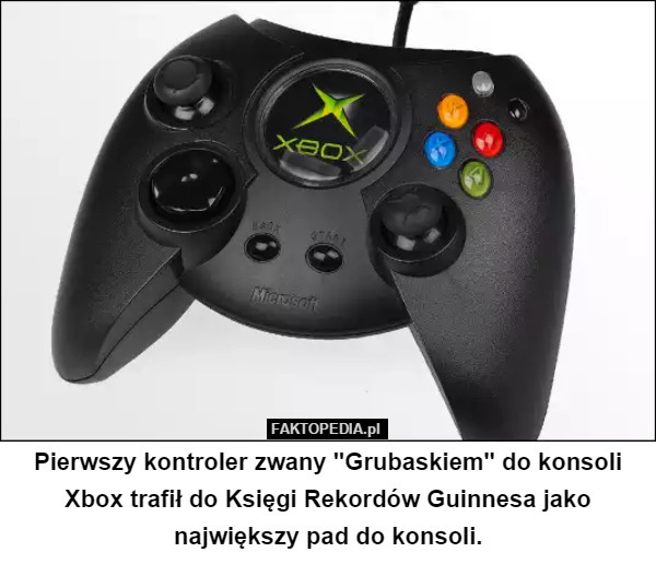 Pierwszy kontroler zwany "Grubaskiem" do konsoli Xbox trafił do Księgi Rekordów Guinnesa jako największy pad do konsoli. 
