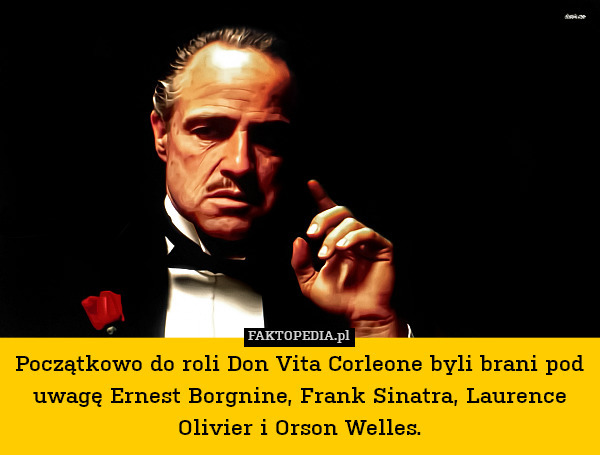 Początkowo do roli Don Vita Corleone byli brani pod uwagę Ernest Borgnine, Frank Sinatra, Laurence Olivier i Orson Welles. 