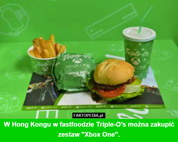 W Hong Kongu w fastfoodzie Triple-O's można zakupić zestaw "Xbox One". 