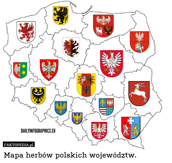 Mapa herbów polskich województw. 