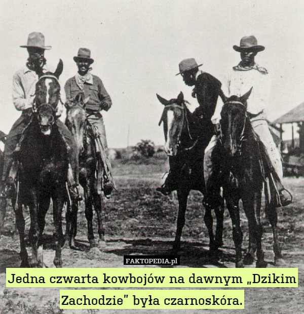Jedna czwarta kowbojów na dawnym „Dzikim Zachodzie” była czarnoskóra. 
