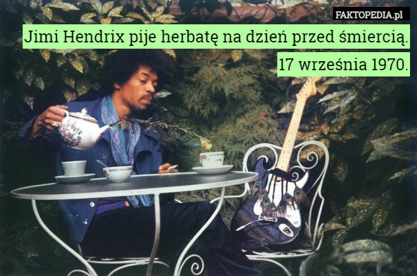 Jimi Hendrix pije herbatę na dzień przed śmiercią. 17 września 1970. 