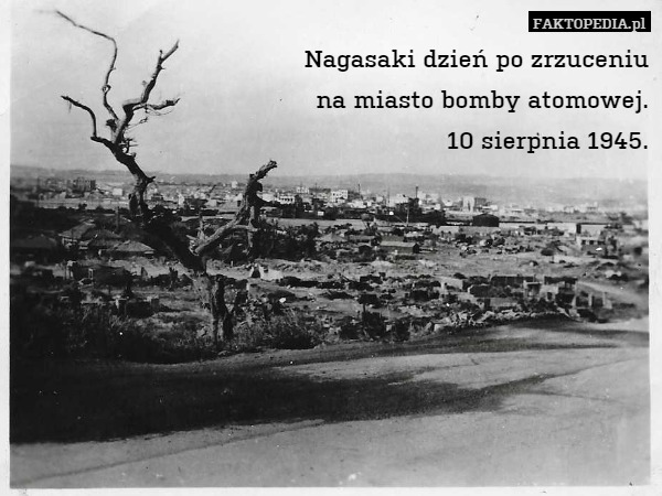 Nagasaki dzień po zrzuceniu
na miasto bomby atomowej.
10 sierpnia 1945. 