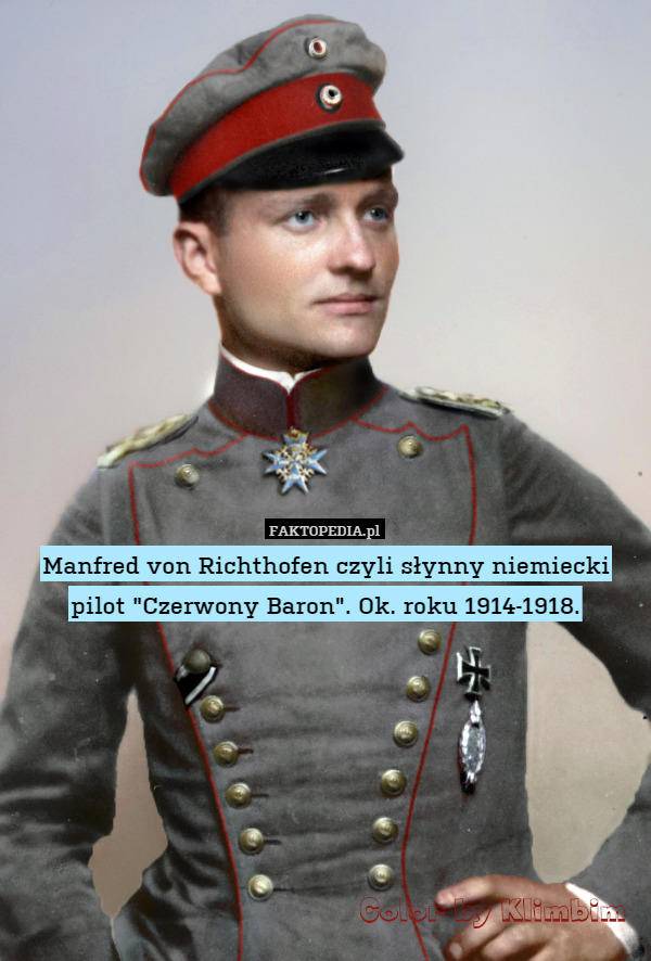 Manfred von Richthofen czyli słynny niemiecki pilot "Czerwony Baron". Ok. roku 1914-1918. 