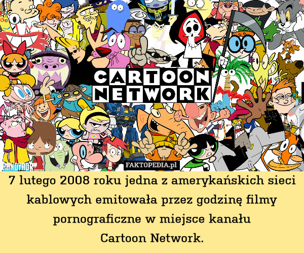 7 lutego 2008 roku jedna z amerykańskich sieci kablowych emitowała przez godzinę filmy pornograficzne w miejsce kanału
Cartoon Network. 