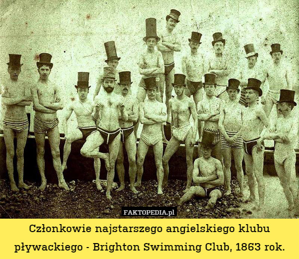 Członkowie najstarszego angielskiego klubu pływackiego - Brighton Swimming Club, 1863 rok. 