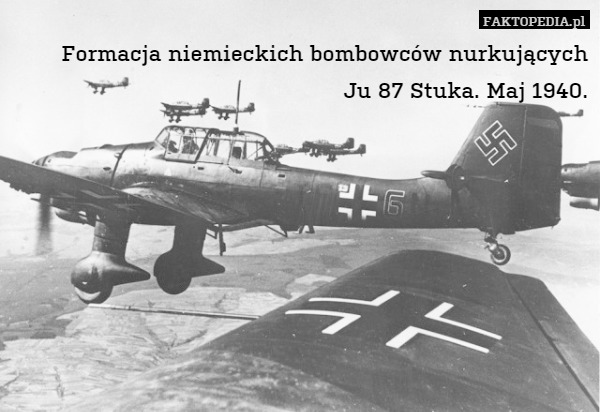 Formacja niemieckich bombowców nurkujących
Ju 87 Stuka. Maj 1940. 