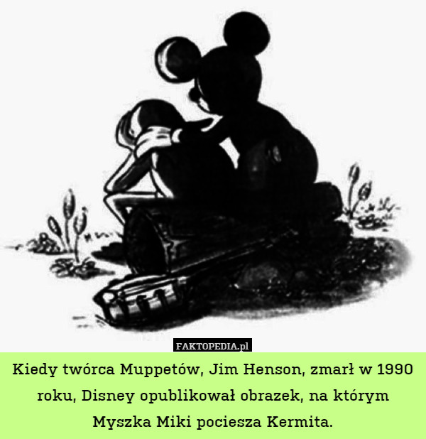 Kiedy twórca Muppetów, Jim Henson, zmarł w 1990 roku, Disney opublikował obrazek, na którym Myszka Miki pociesza Kermita. 