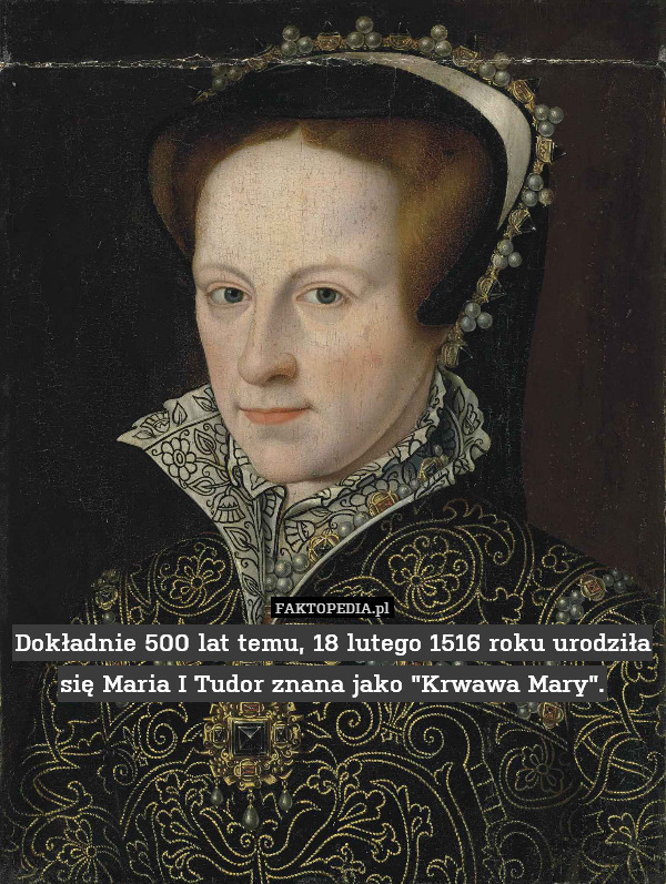 Dokładnie 500 lat temu, 18 lutego 1516 roku urodziła się Maria I Tudor znana jako "Krwawa Mary". 