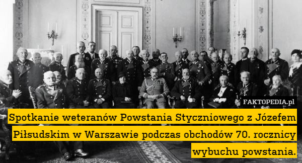 Spotkanie weteranów Powstania Styczniowego z Józefem Piłsudskim w Warszawie podczas obchodów 70. rocznicy wybuchu powstania. 