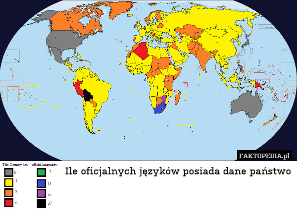  Ile oficjalnych języków posiada dane państwo 