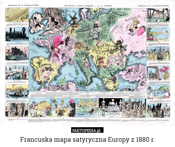 Francuska mapa satyryczna Europy z 1880 r. 