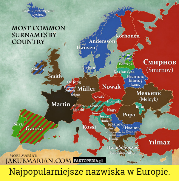 Najpopularniejsze nazwiska w Europie. 