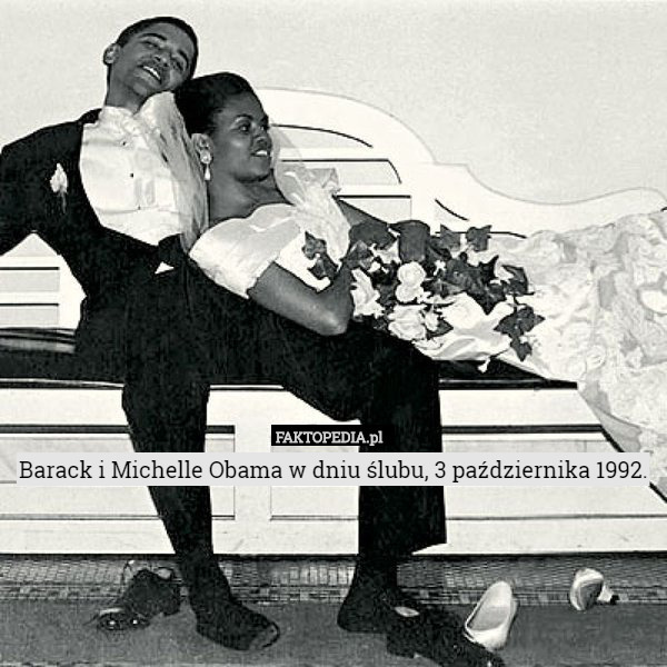 Barack i Michelle Obama w dniu ślubu, 3 października 1992. 