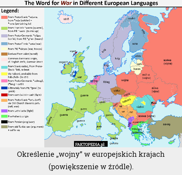 Określenie „wojny” w europejskich krajach (powiększenie w źródle). 