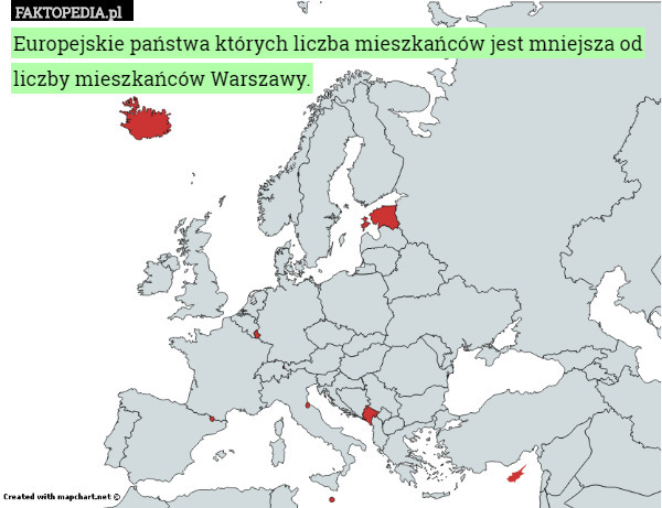Europejskie państwa których liczba mieszkańców jest mniejsza od liczby mieszkańców Warszawy. 