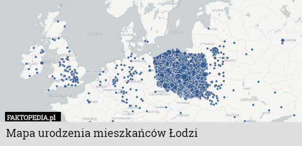 Mapa urodzenia mieszkańców Łodzi 