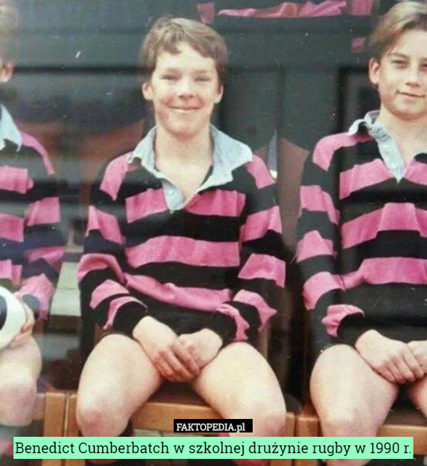 Benedict Cumberbatch w szkolnej drużynie rugby w 1990 r. 