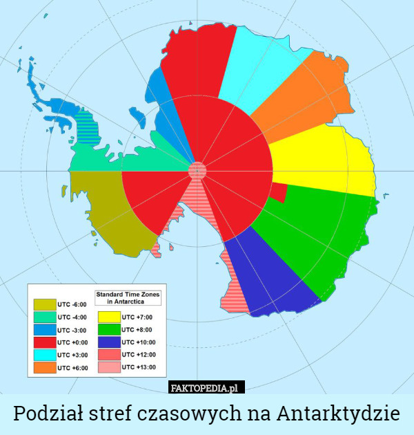 Podział stref czasowych na Antarktydzie 