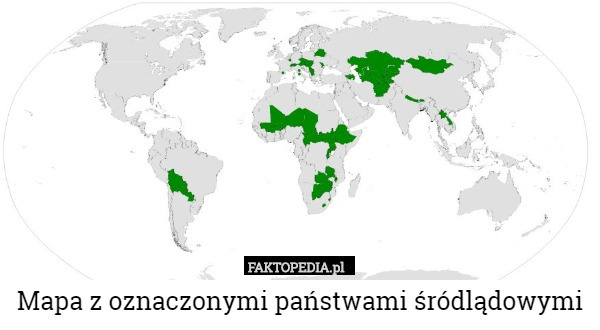 Mapa z oznaczonymi państwami śródlądowymi 