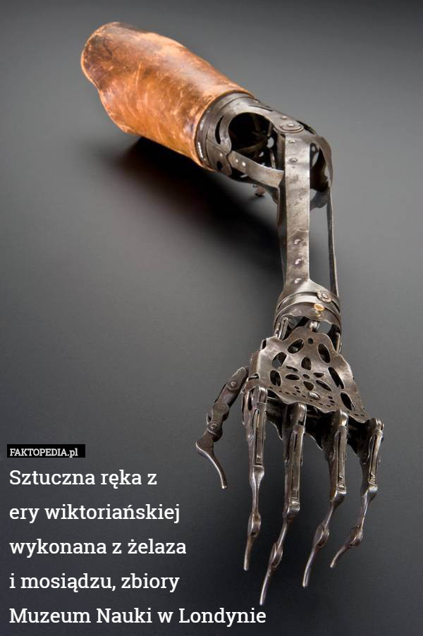 Sztuczna ręka z 
ery wiktoriańskiej 
wykonana z żelaza 
i mosiądzu, zbiory 
Muzeum Nauki w Londynie 