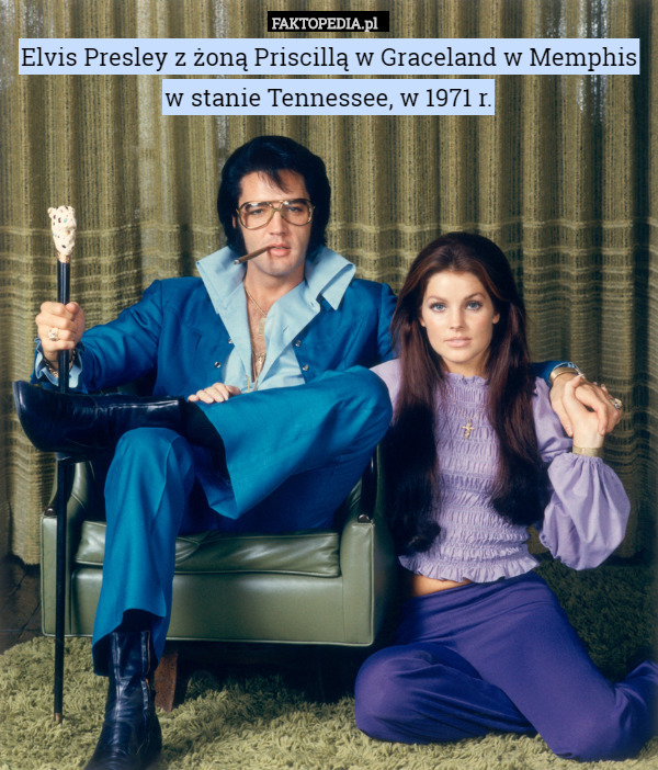 Elvis Presley z żoną Priscillą w Graceland w Memphis w stanie Tennessee, w 1971 r. 