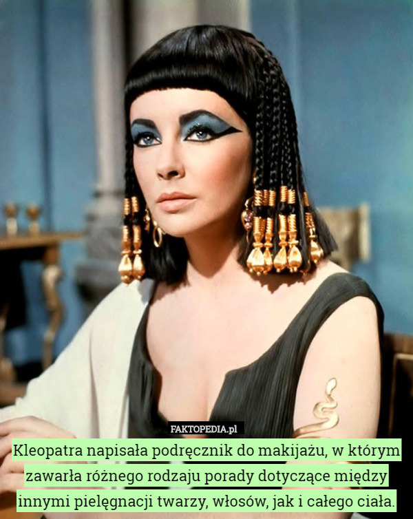 Kleopatra napisała podręcznik do makijażu, w którym zawarła różnego rodzaju porady dotyczące między innymi pielęgnacji twarzy, włosów, jak i całego ciała. 